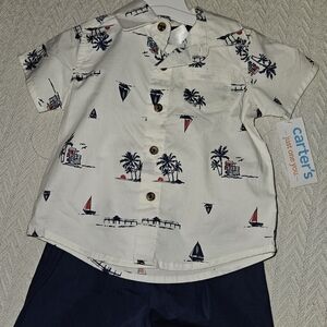 Carter's White and Navy Kids Shirt